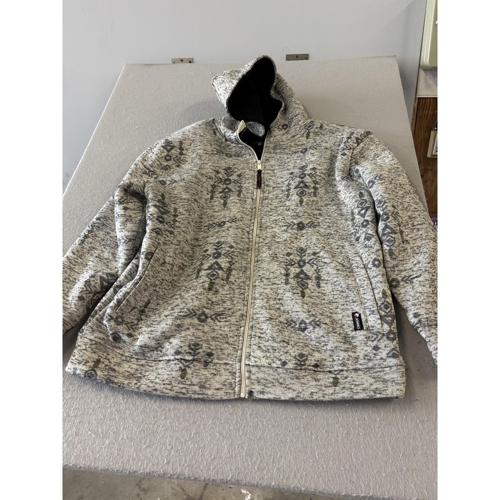Canada Weathergear Hoodie‎ Mens 2XL Gray Sherpa Lined Tribal Fleece Full Zip